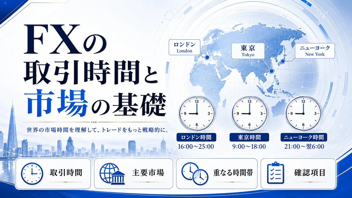FXの取引時間と市場の基礎（東京・ロンドン・ニューヨーク市場、サマータイム、週末・年末年始）