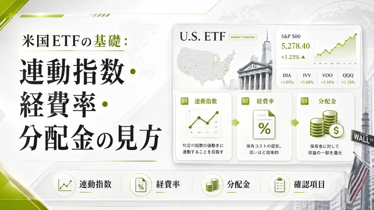 米国ETFの基礎を確認する｜連動指数・経費率・分配金の見方